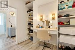 Walk-in closet make-up table with quartz counter -