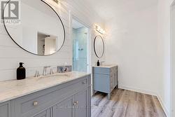 Ensuite separate vanity room, with two sink vanity -