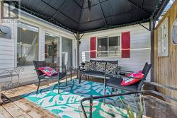 The gazebo creates beautiful outdoor living space -