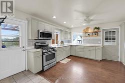 Large kitchen with ample storage space -