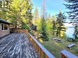 View from back deck towards the second cabin and lake -