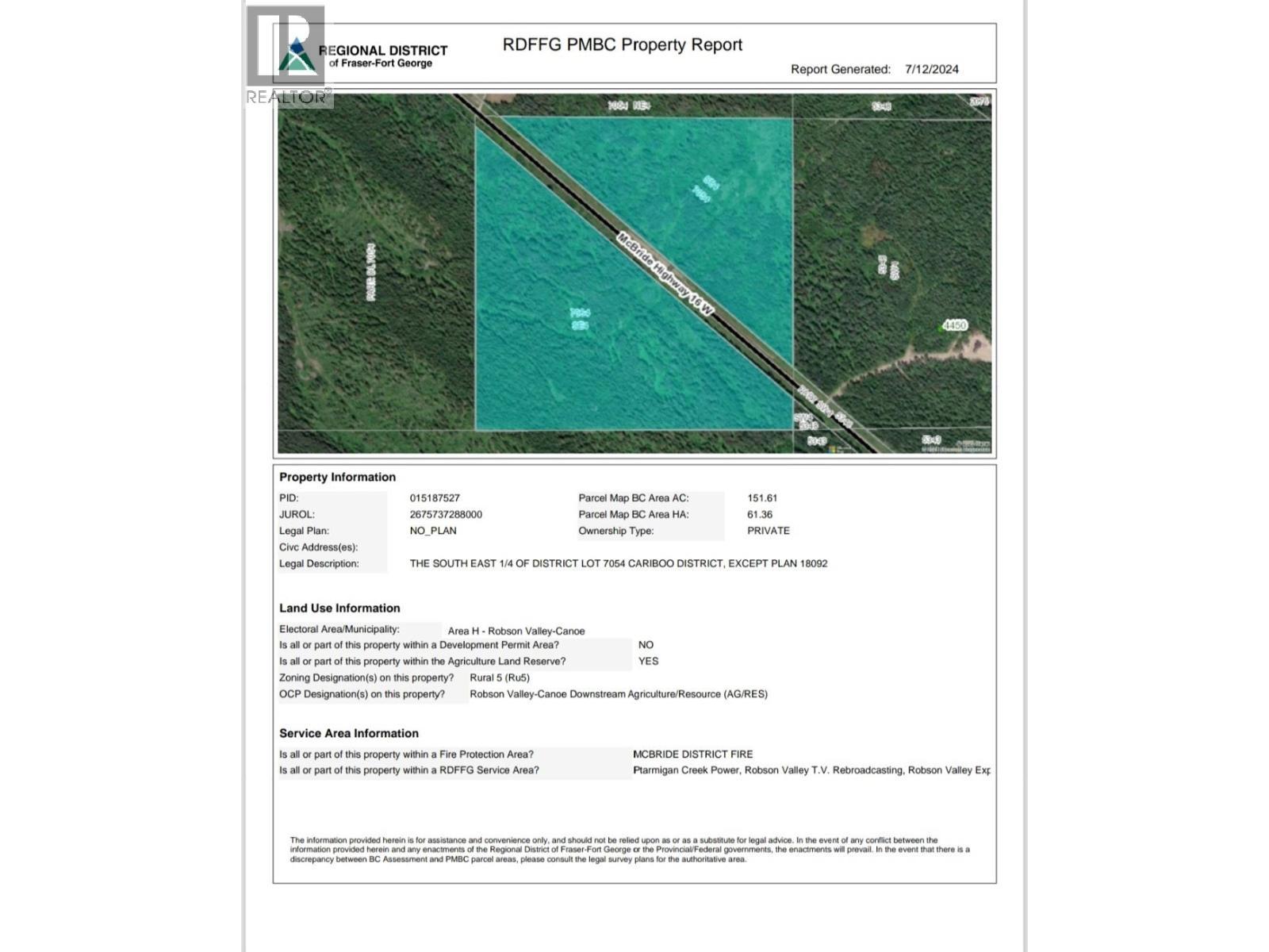 Dl 7054 W 16 Highway, Mcbride, BC