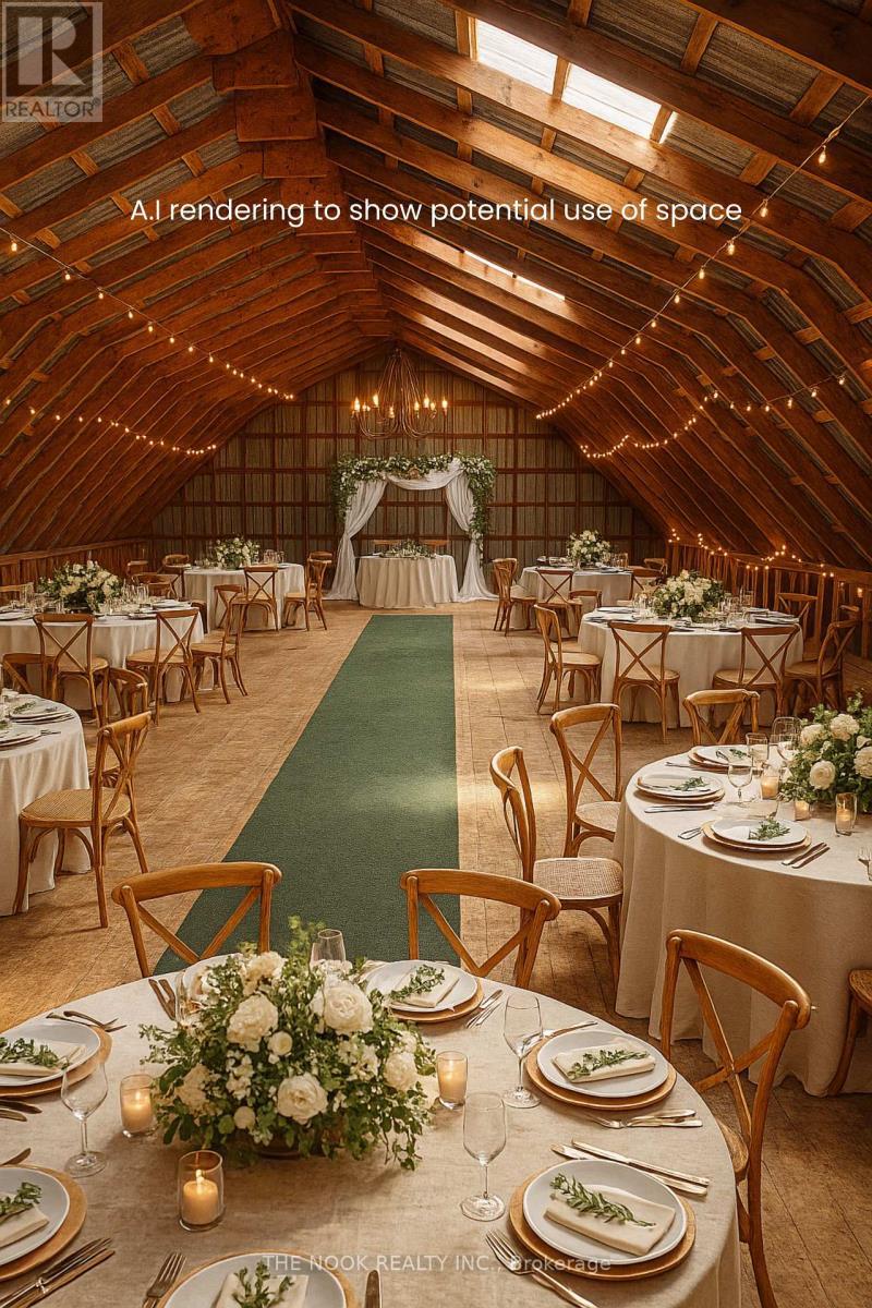Loft Space Above Barn (image is AI generated) - 593 Pigeon Creek Road, Kawartha Lakes (Manvers), ON - Indoor Photo Showing Dining Room
