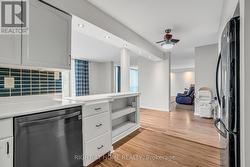 Potlights over pass-thru to dining room -