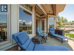 Spacious deck with motorized awning -