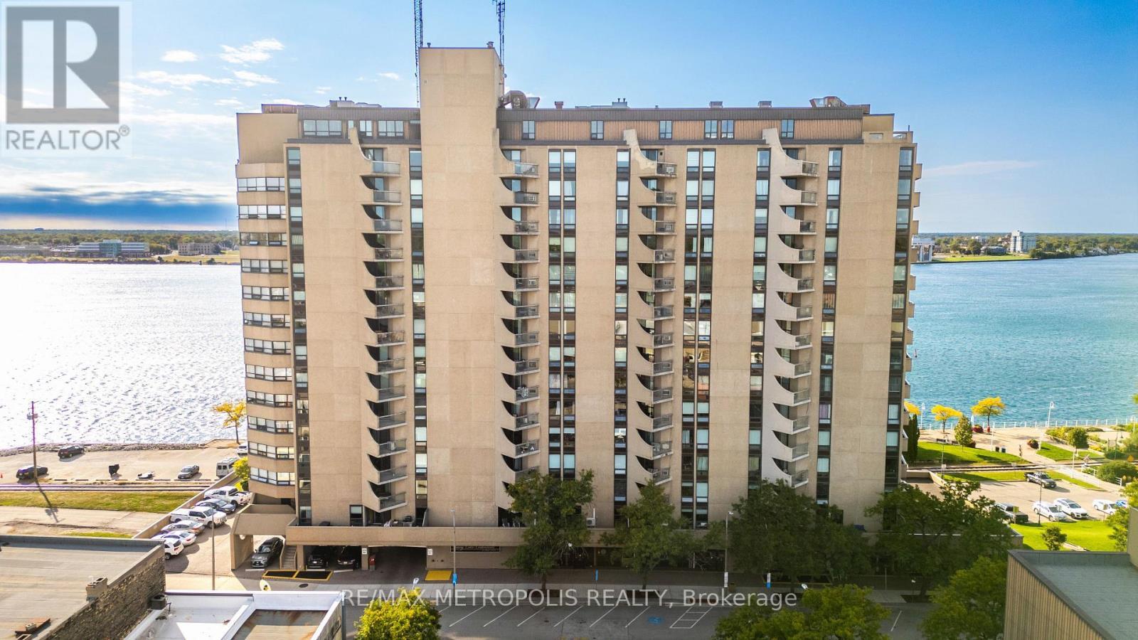 1306 - 155 Front Street N, Sarnia, ON - Outdoor With Body Of Water With Balcony With Facade