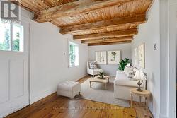 Cottage Living Room. Image is virtually staged -