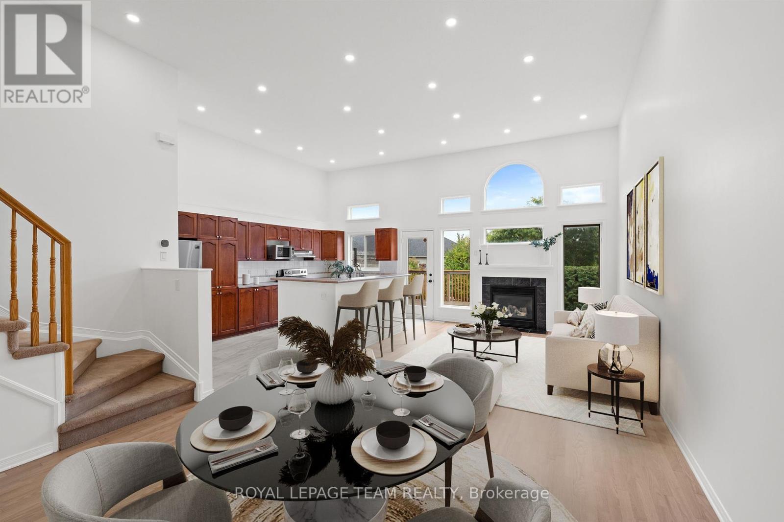 This room has been virtually staged - 137 Macassa Circle, Ottawa, ON - Indoor With Fireplace