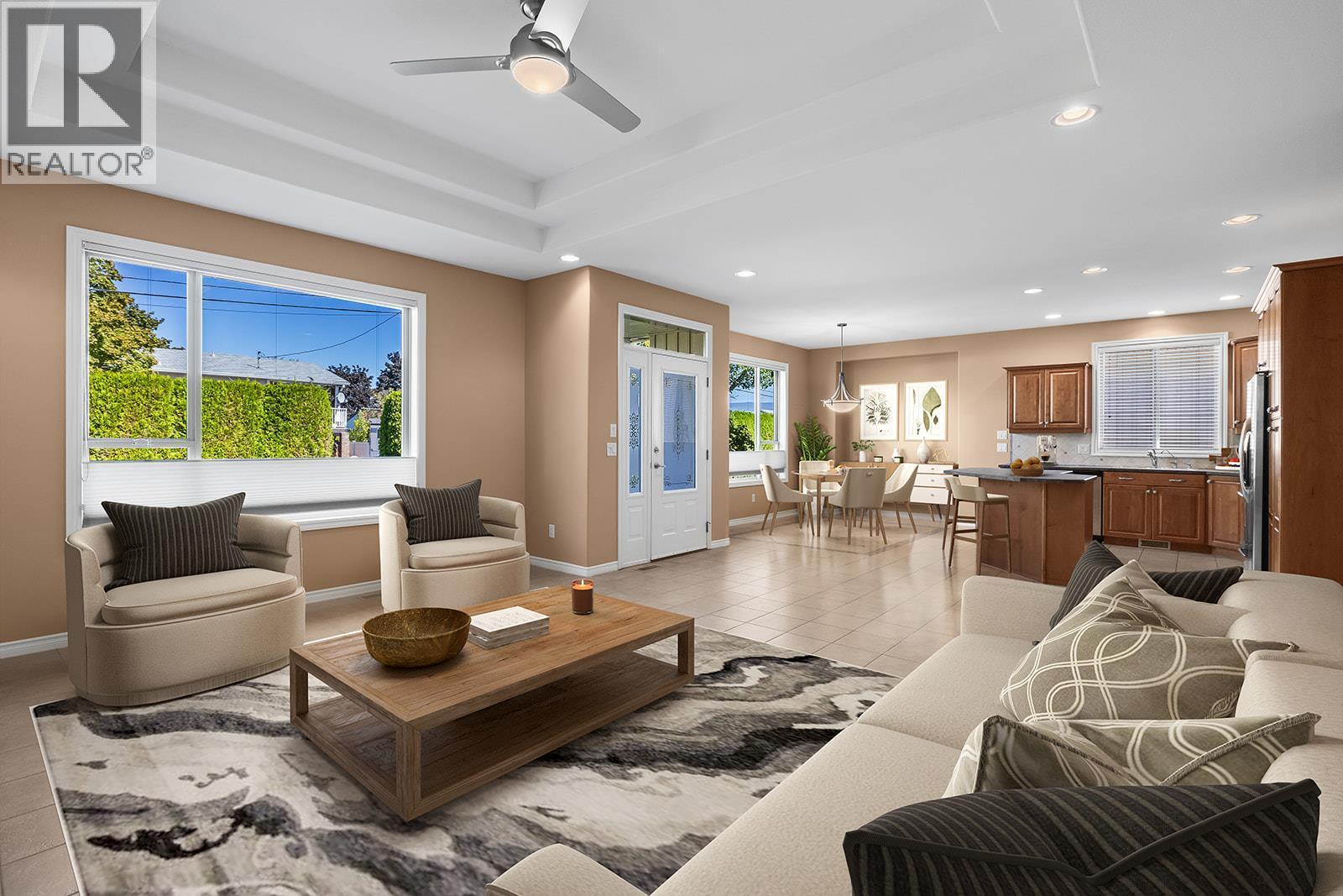 Virtually staged photo - 1405 Guisachan Place Unit# 117, Kelowna, BC - Indoor Photo Showing Living Room