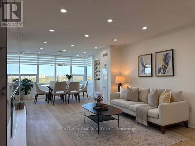 Living and Dining room - 1707 - 55 Skymark Drive, Toronto, ON - Indoor Photo Showing Living Room