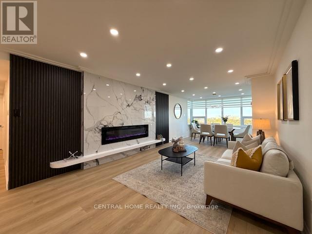 Living Room combined with Dining Room - 1707 - 55 Skymark Drive, Toronto, ON - Indoor Photo Showing Living Room