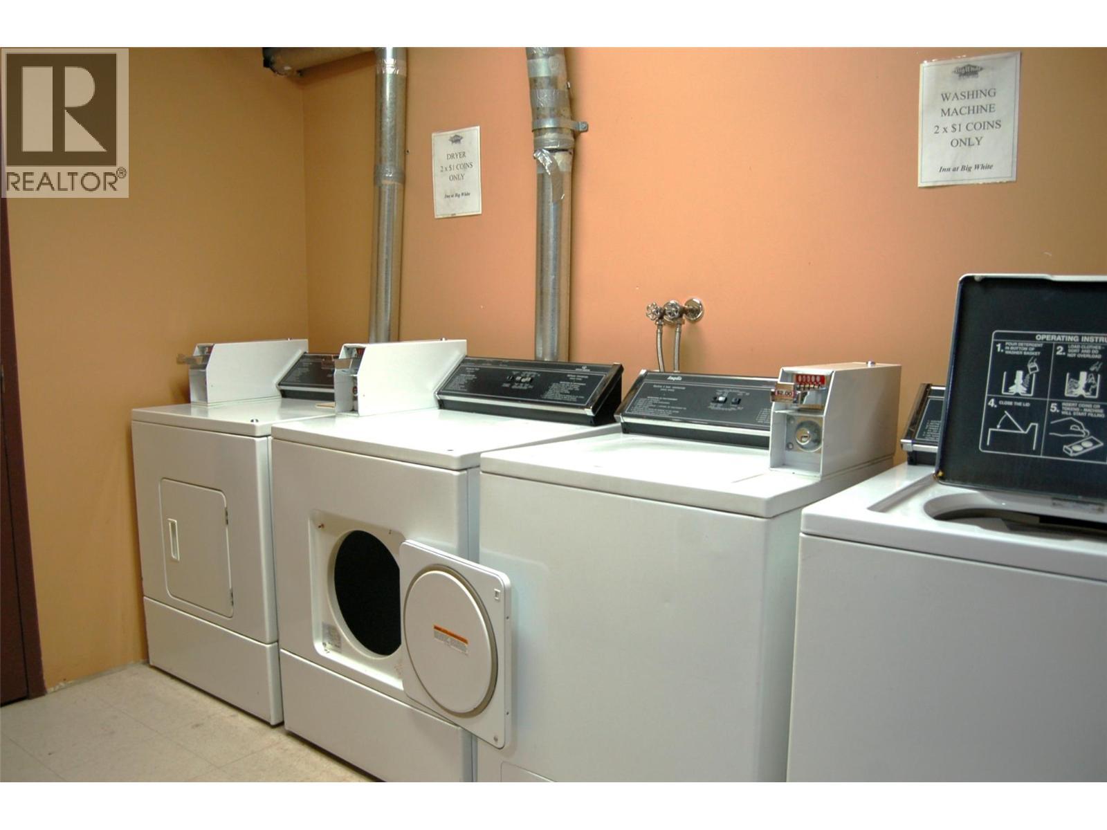 Shared Coin Laundry - 5340 Big White Road Unit# 328, Big White, BC - Indoor Photo Showing Laundry Room