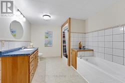 Lower level 4-pc bathrm, shower and tub -