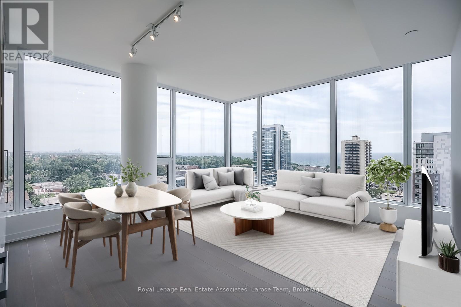 Virtually Staged - 1307 - 28 Ann Street, Mississauga, ON - Indoor Photo Showing Living Room