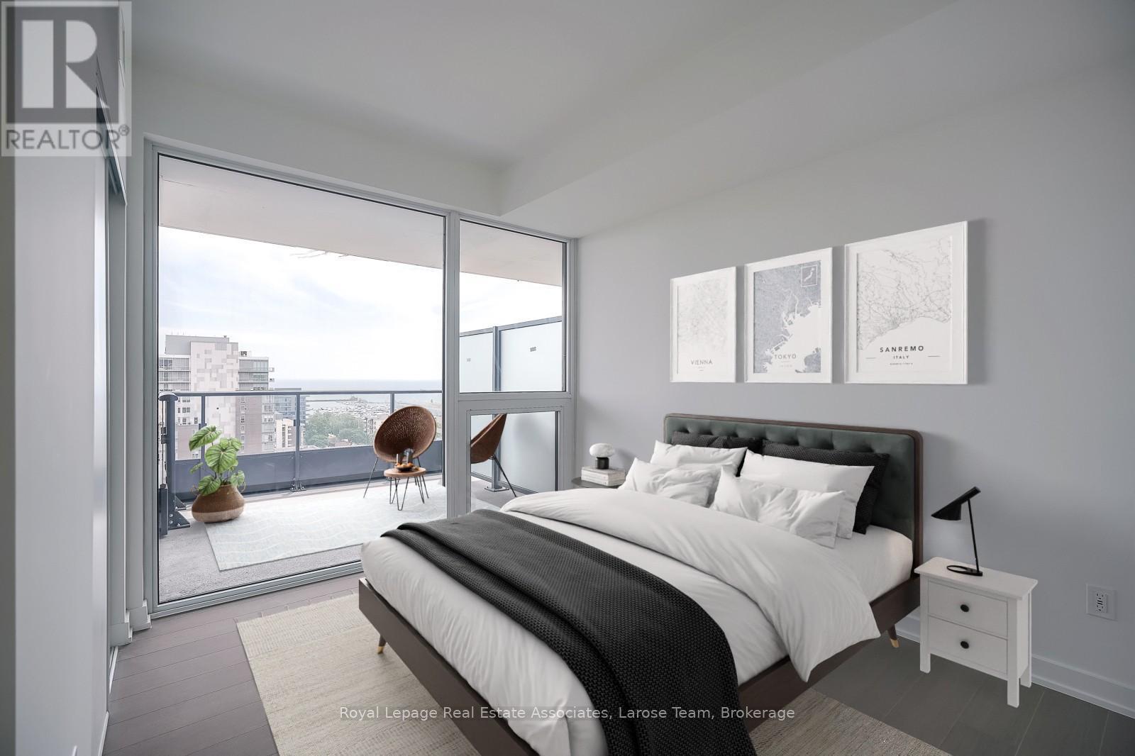 Virtually Staged - 1307 - 28 Ann Street, Mississauga, ON - Indoor Photo Showing Bedroom