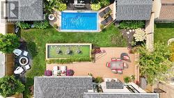 Backyard oasis aerial view -