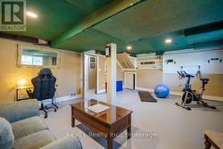 The family room ceiling has sound insulation. -