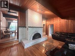 living room & wood fireplace -
