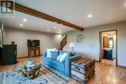 The lower level has a 3 piece -