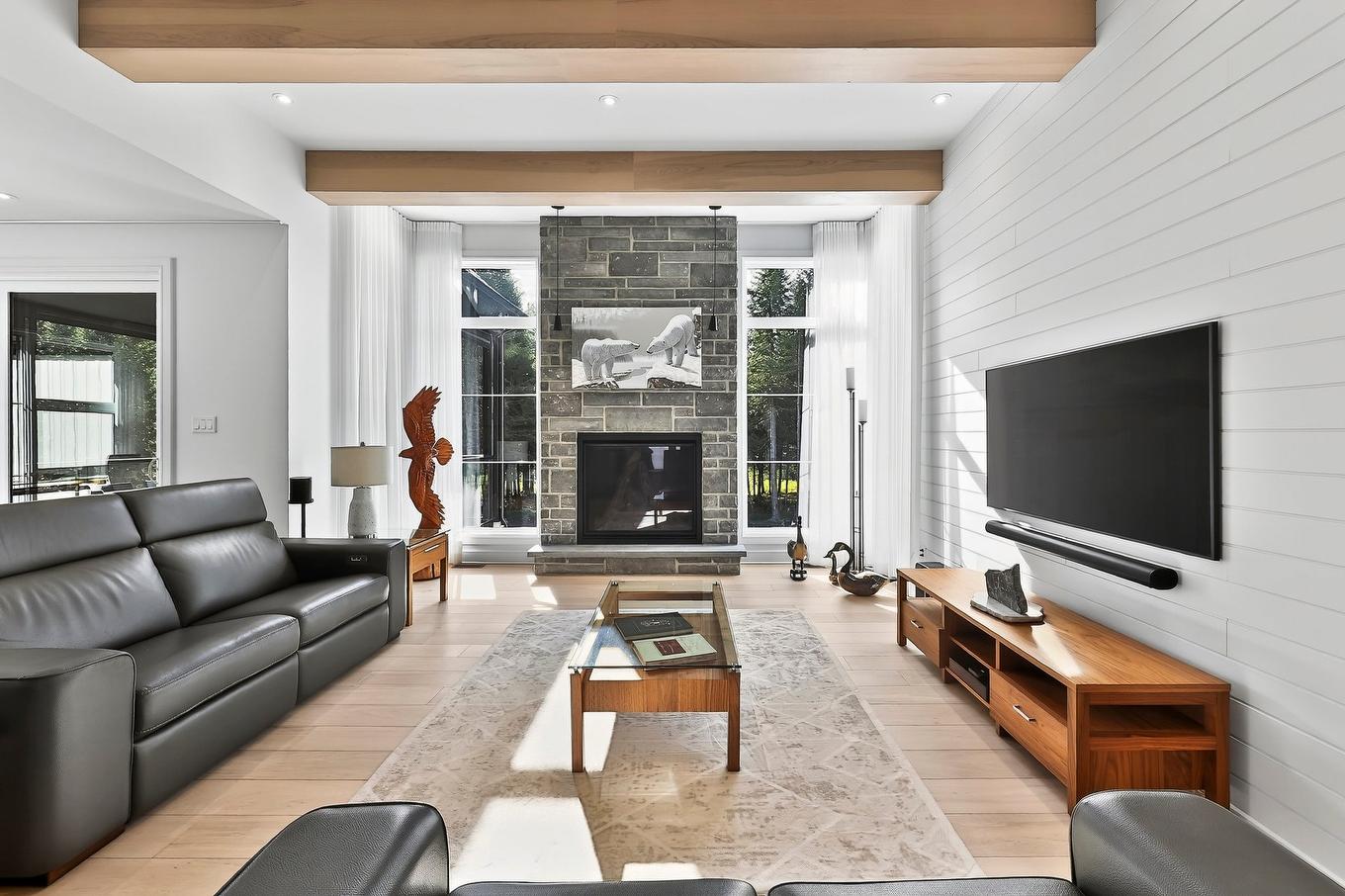 Living room - 1124 Ch. Du Massif, Piedmont, QC - Indoor Photo Showing Living Room With Fireplace