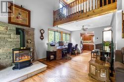 Cozy up by the fireplace on cool evenings. -