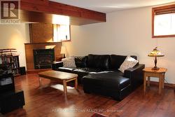 Rec room fireplace -