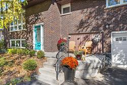 Front patio with armour stone -