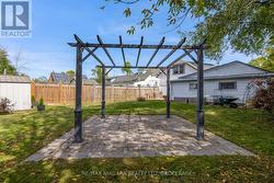large pergola (fabric for shade is in the garage) -