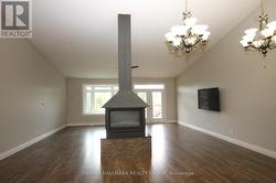 Living/dining room with vaulted ceilings -