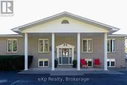 A grand front entrance. -