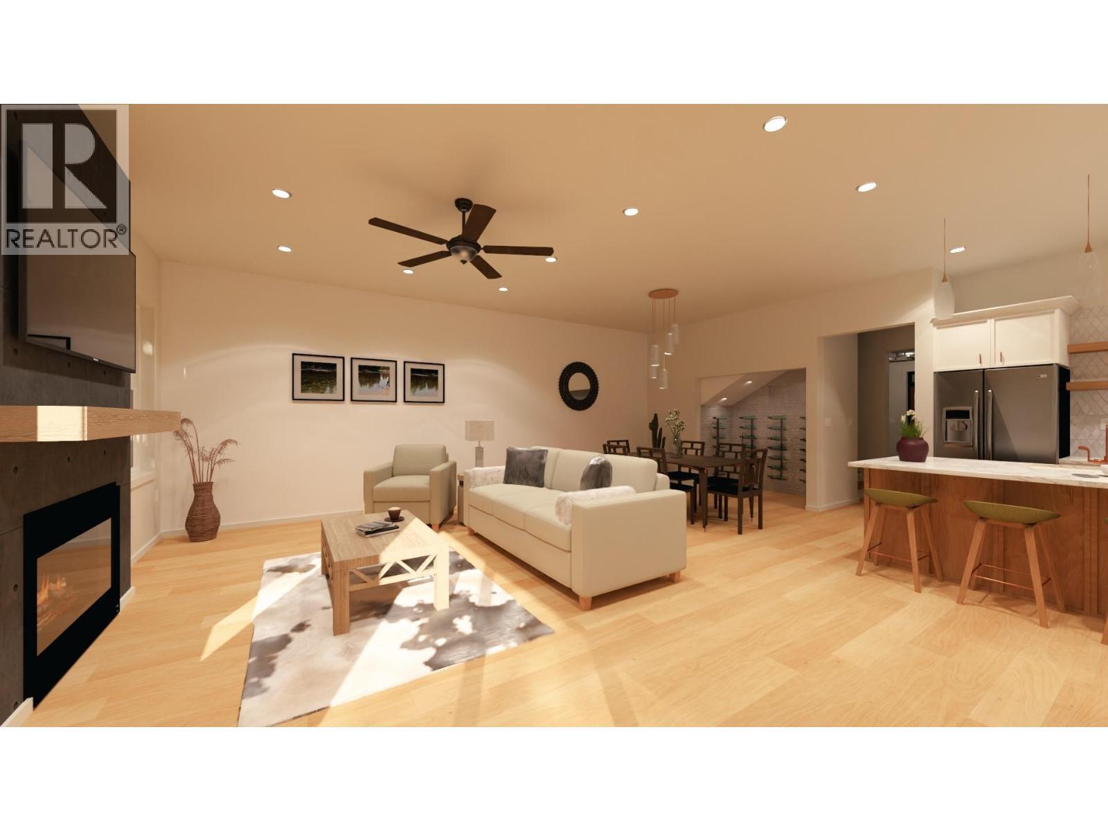 6609 Nixon Road Unit# 102, Summerland, BC - Indoor Photo Showing Living Room With Fireplace