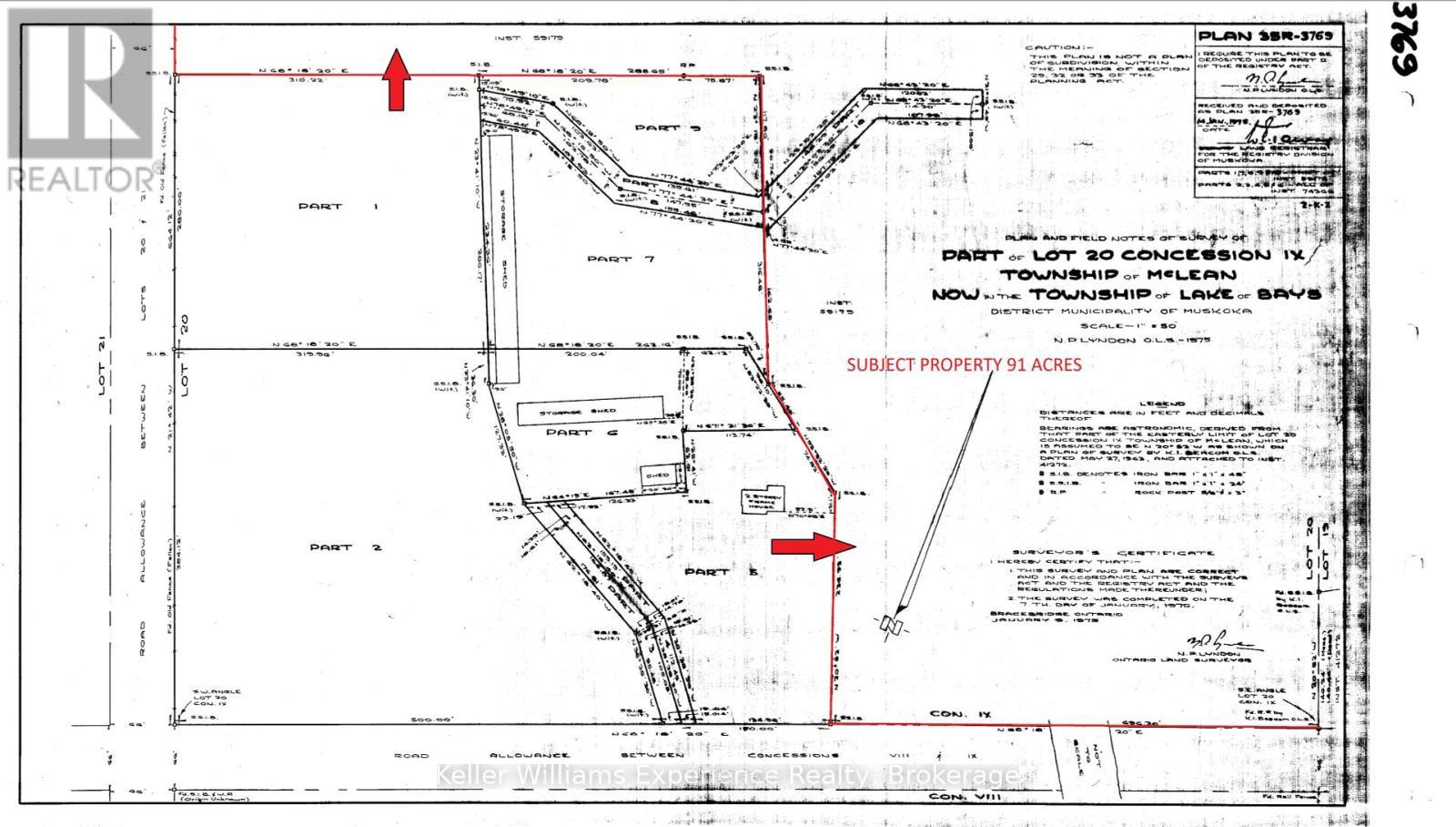 partial survey showing adjacent properties at road - 0 Langford Road, Lake Of Bays (Mclean), ON