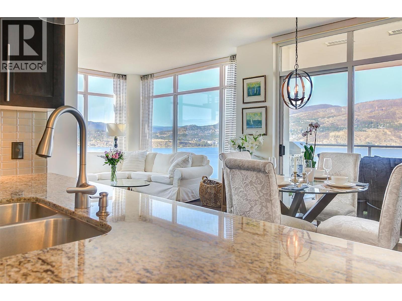 1075 Sunset Drive Unit# 2408, Kelowna, BC - Indoor Photo Showing Kitchen With Double Sink