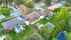 Aerial perspective of suburban area -