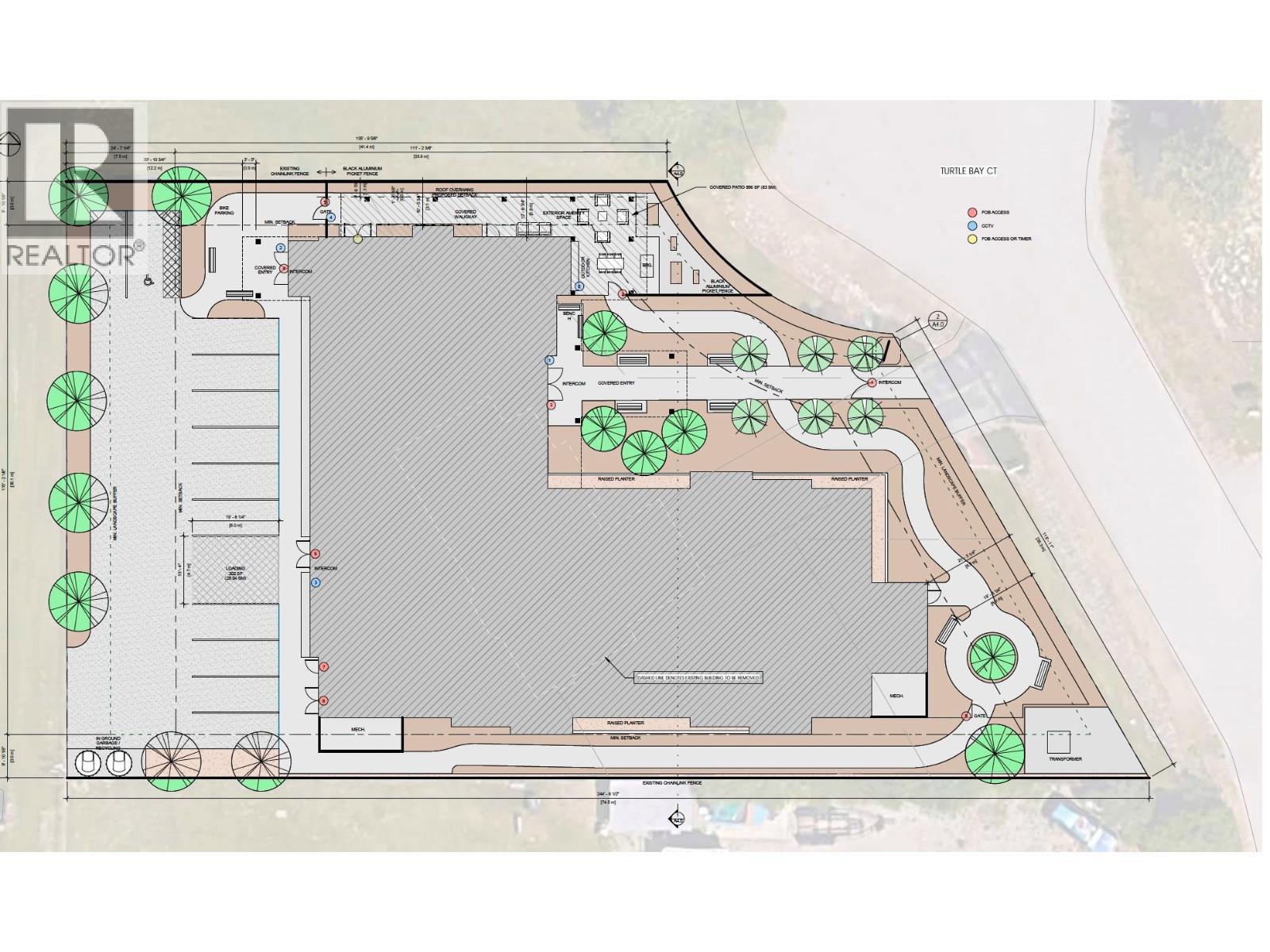 Rendered layout of building and parking - 11530 Turtle Bay Court, Lake Country, BC