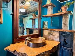 Including live-edge wood counter and shelving. -