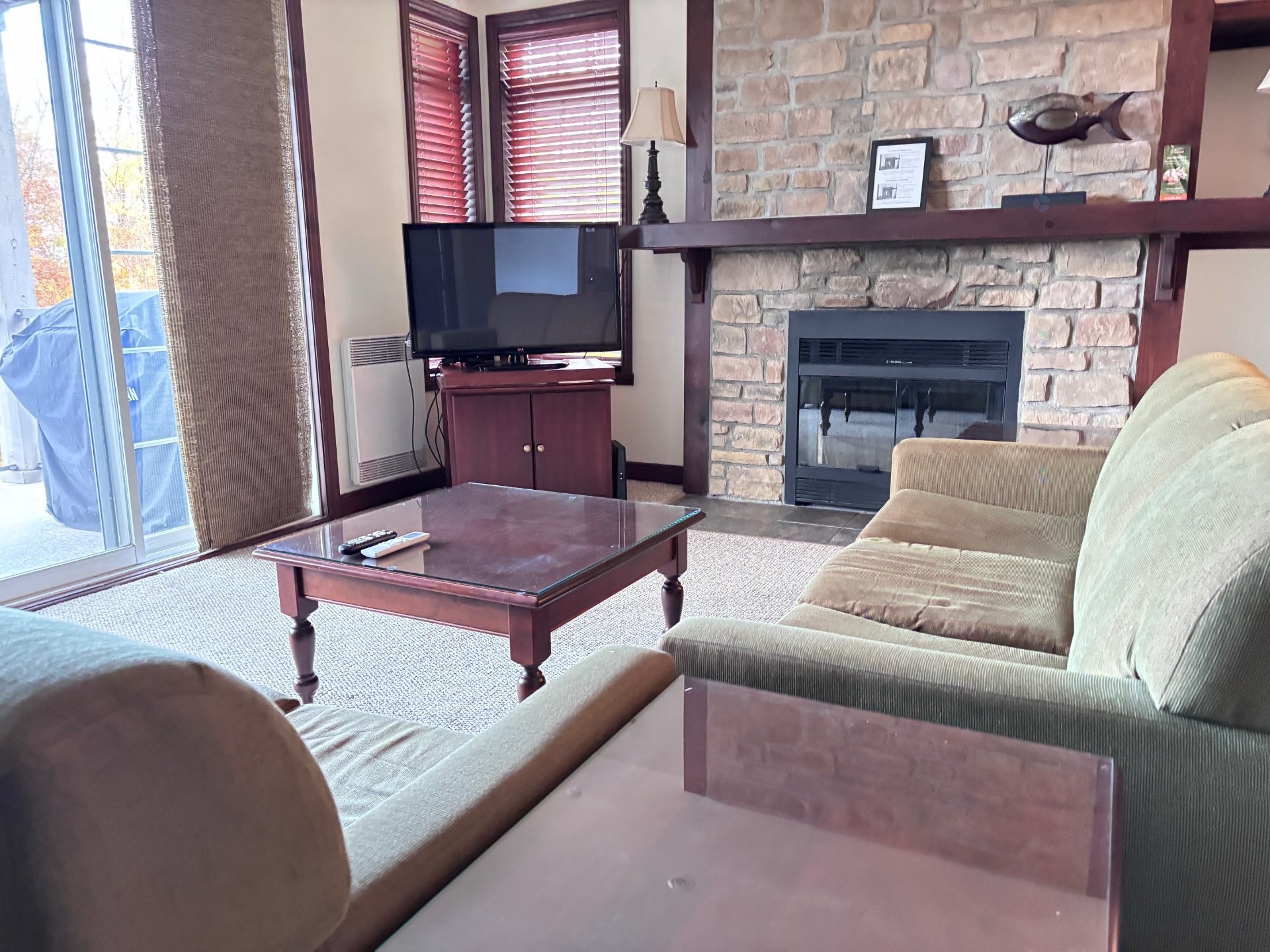 Living Room - 10-270 Rue Du Mont-Plaisant, Mont-Tremblant, QC - Indoor Photo Showing Living Room With Fireplace