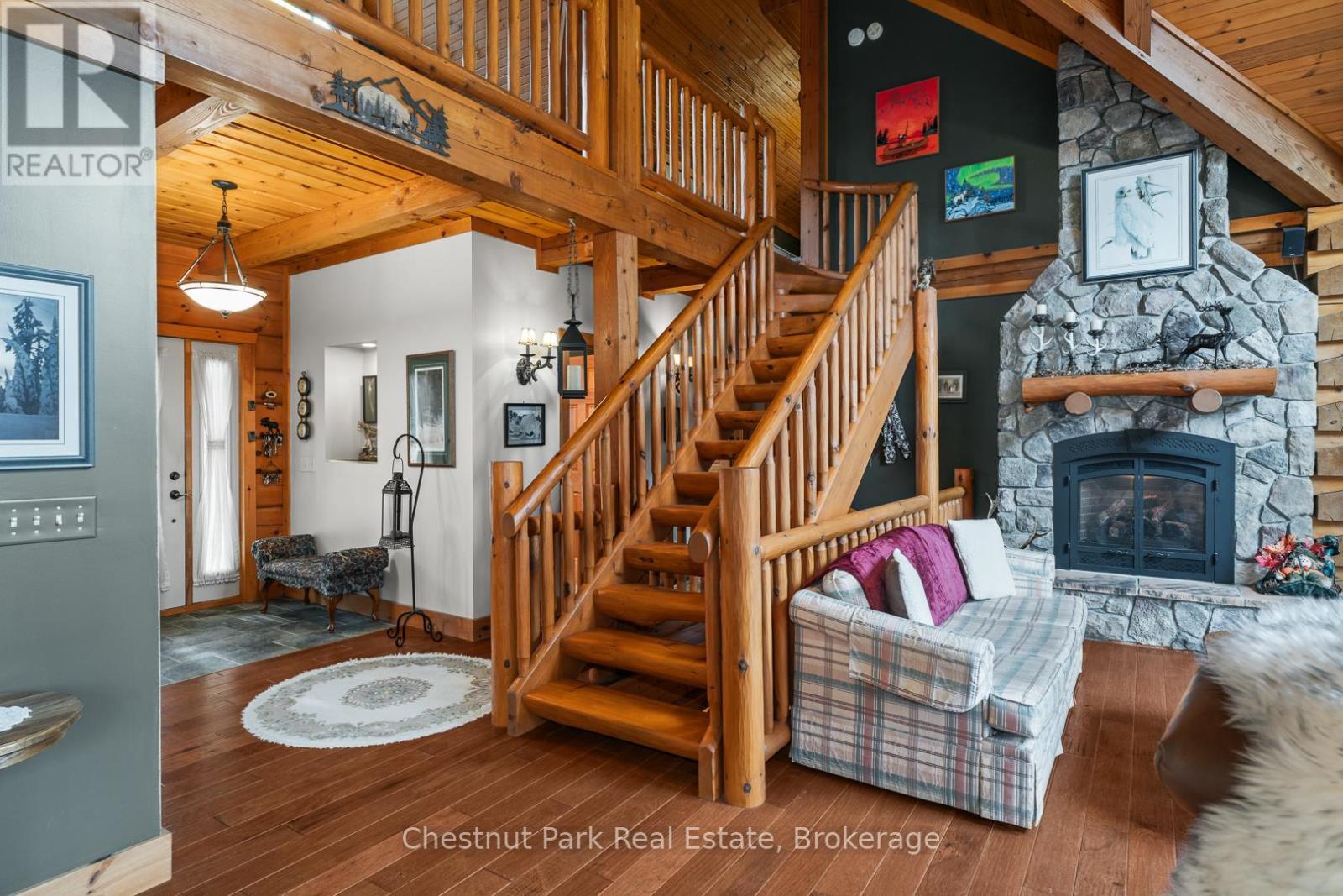 121 Poor Mans Road, Parry Sound Remote Area (Lount), ON - Indoor With Fireplace
