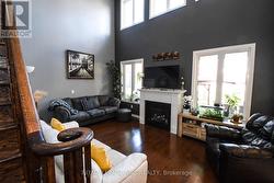 The living room fireplace -