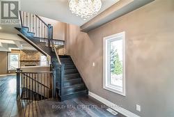 Wood stairs with oak railing -