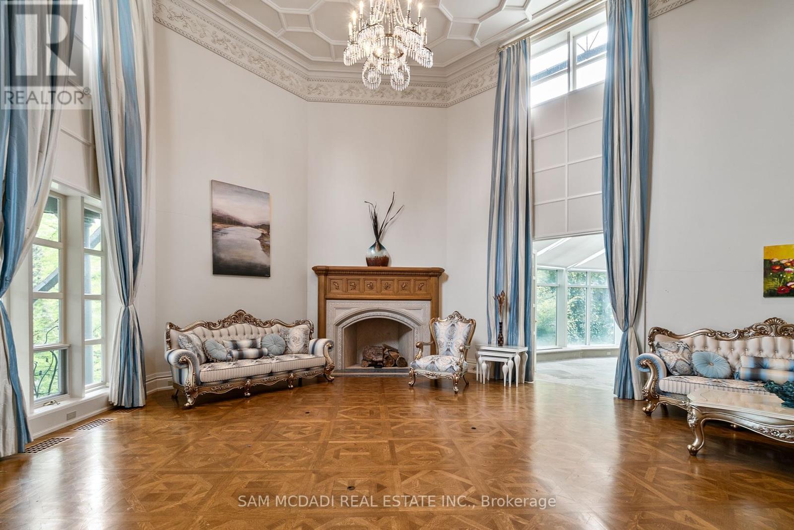 9 Flaherty Lane, Caledon, ON - Indoor Photo Showing Living Room With Fireplace