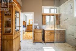 Heated marble floors + towel rack -