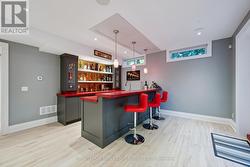Vibrant Red Quartz Wet Bar -