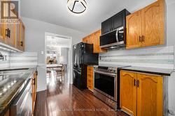 Stainless steel appliances and granite counters -