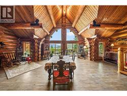 Great room with custom hand carved Totem Pole -