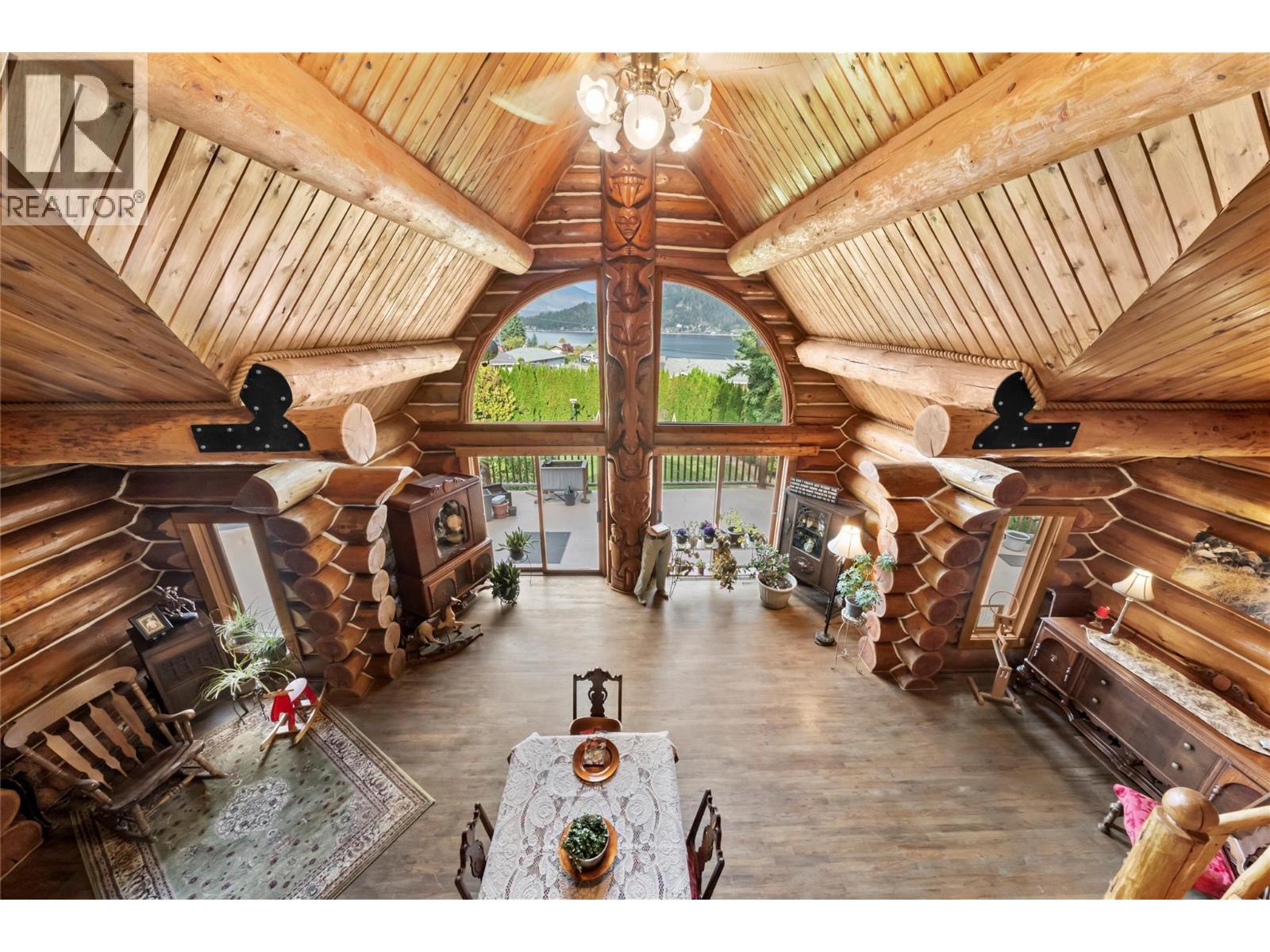 View from loft balcony - 2462 Leisure Road, Blind Bay, BC - Indoor With Fireplace