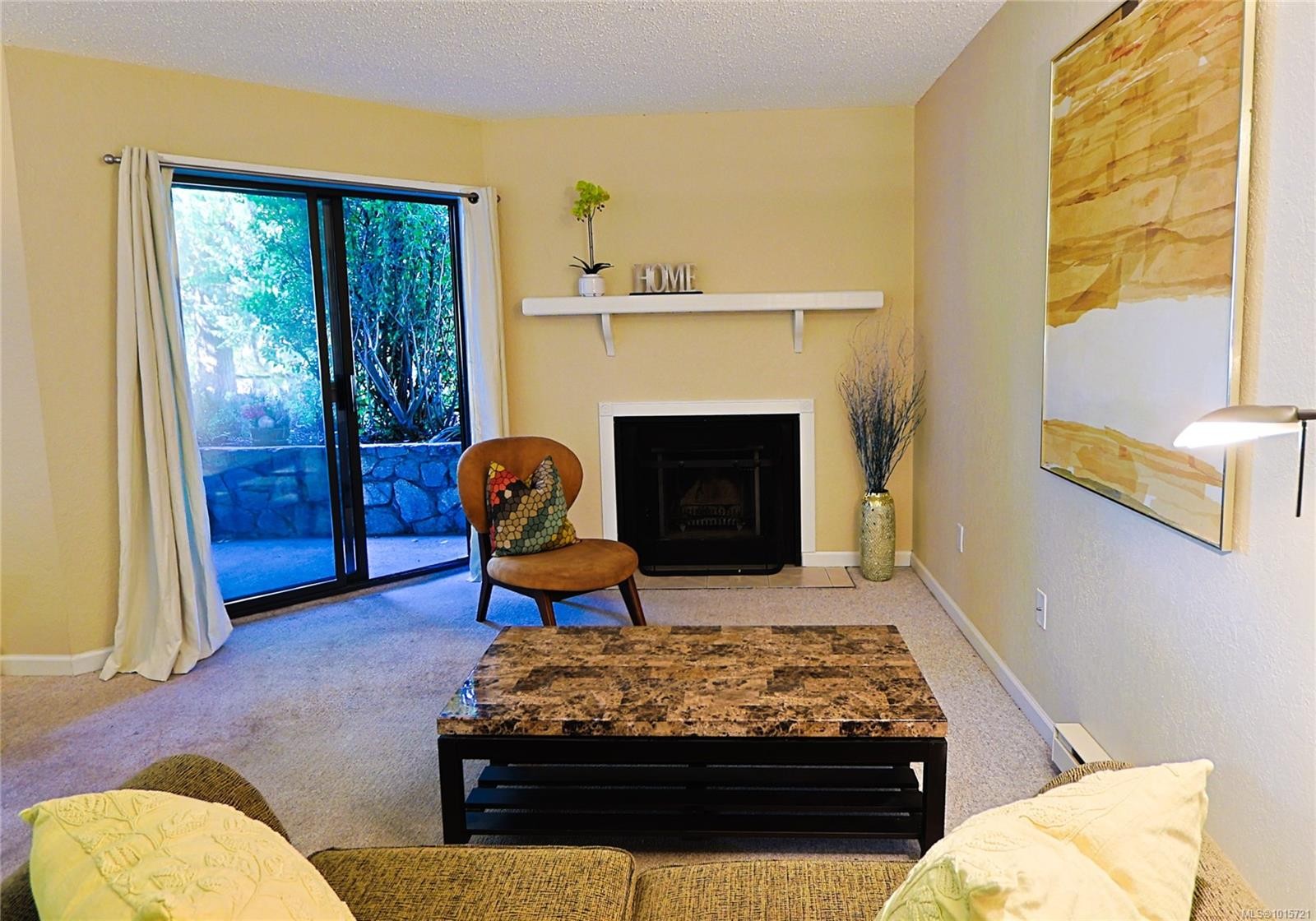 208-69 Gorge Rd West, Saanich, BC - Indoor Photo Showing Living Room With Fireplace
