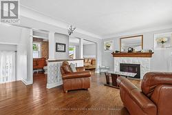 Living Room w/Electric Fireplace and Warm Finishes -