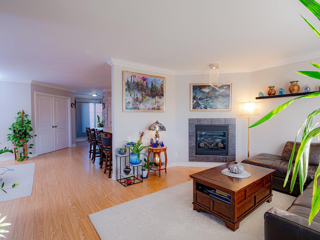 Living room - 5-654 Rue Des Sureaux, Boucherville, QC - Indoor Photo Showing Living Room With Fireplace