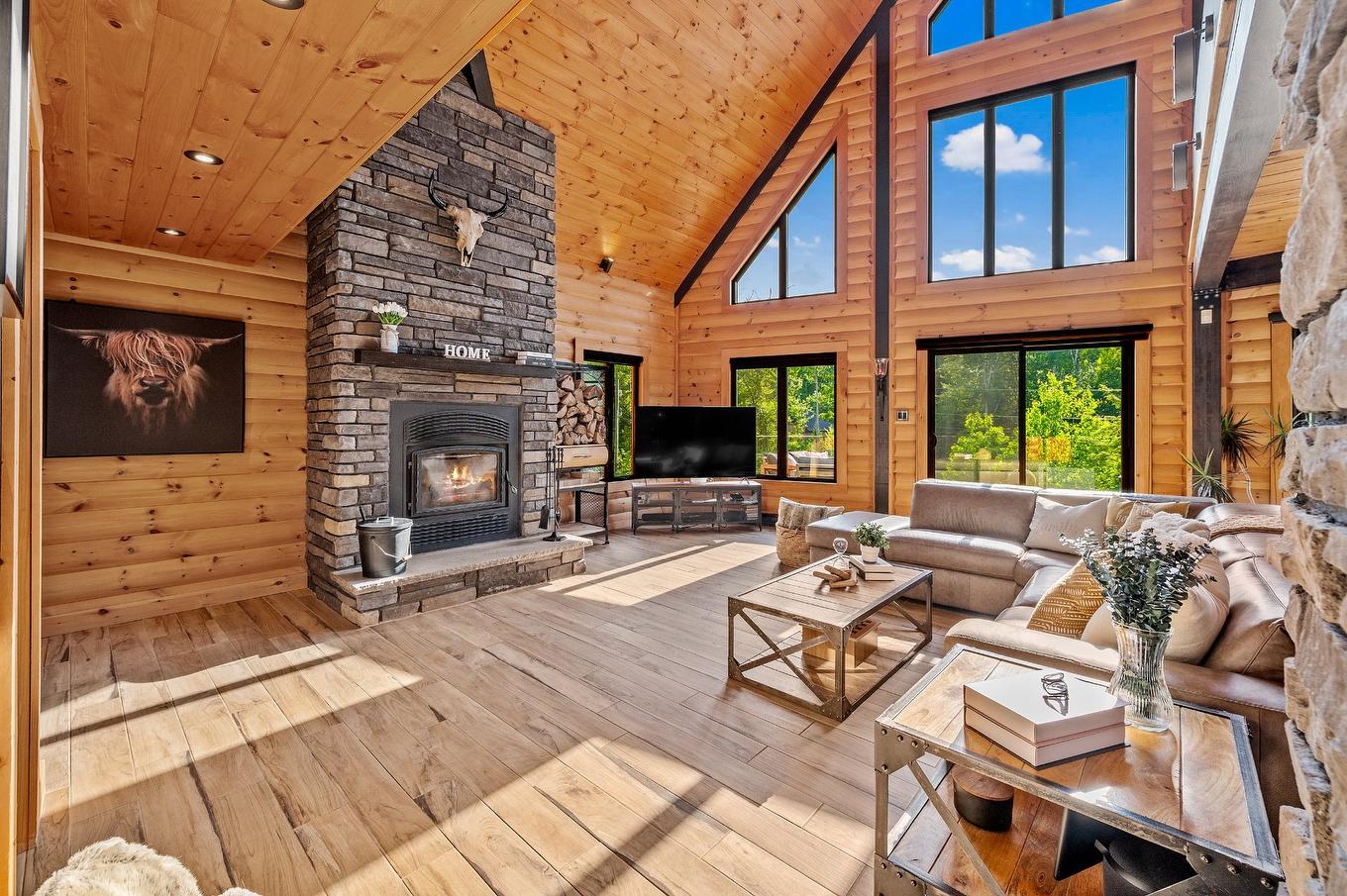 Salon - 55 Rue Du Soleil, Saint-Hippolyte, QC - Indoor Photo Showing Living Room With Fireplace
